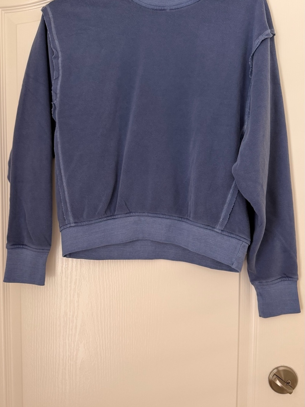 Zenana Outfitters Blue Pullover Exposed Seam - Picture 3 of 3